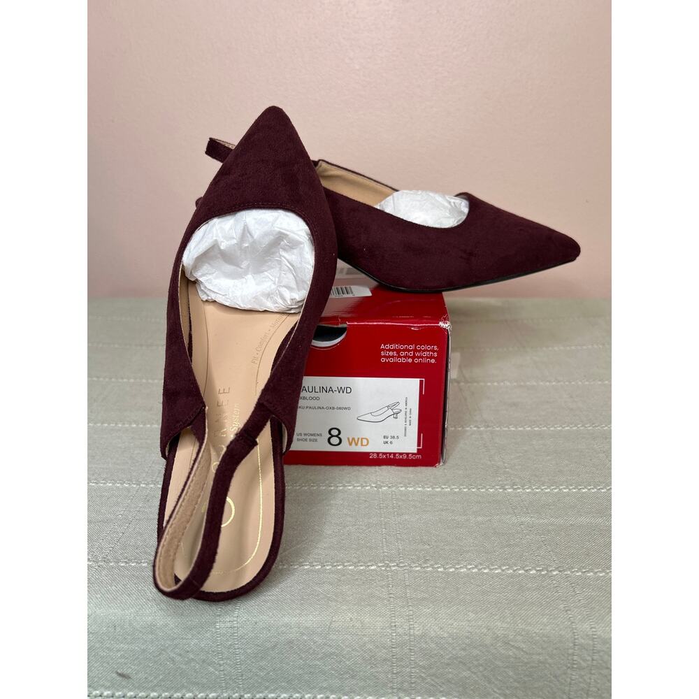 Journee Collection Paulina Women's Oxblood Patent Slingback Kitten Heel Sz 8 WD - Picture 7 of 16